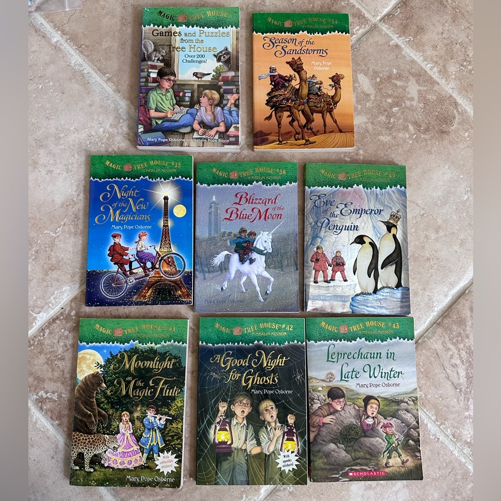 8 Magic Tree House Books 7 Merlin Missions and 1 Game and Puzzles Book Osborne